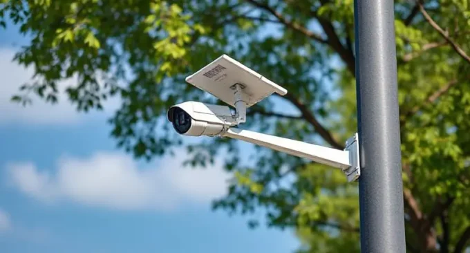 street view public street solar powered security camera with pole​