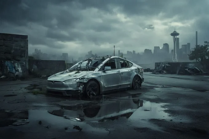 seattle abandoned tesla cybertruck